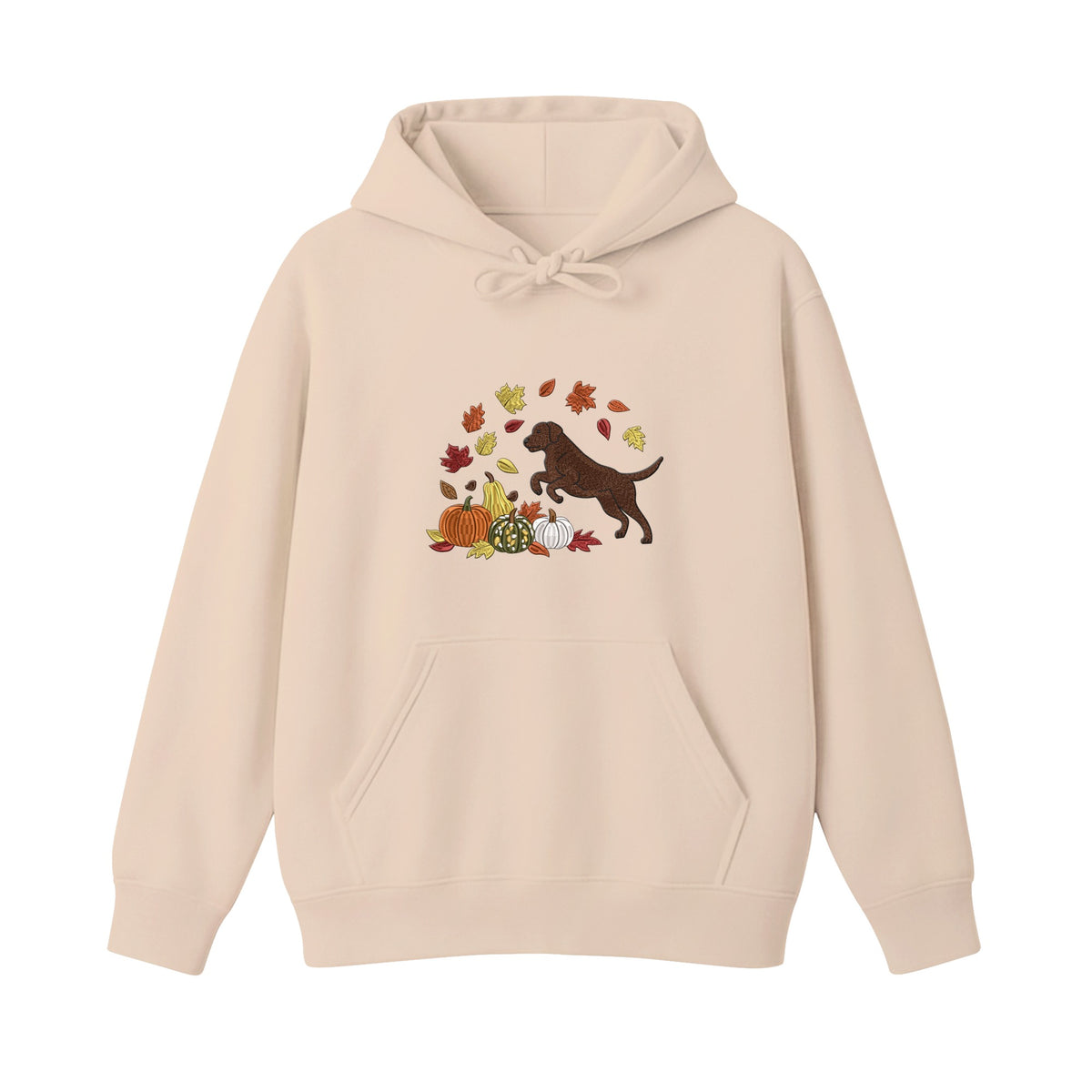 Custom Dog Name Golden Retriever Four Poses Minimal embroidered hoodie in Beige — chest embroidery