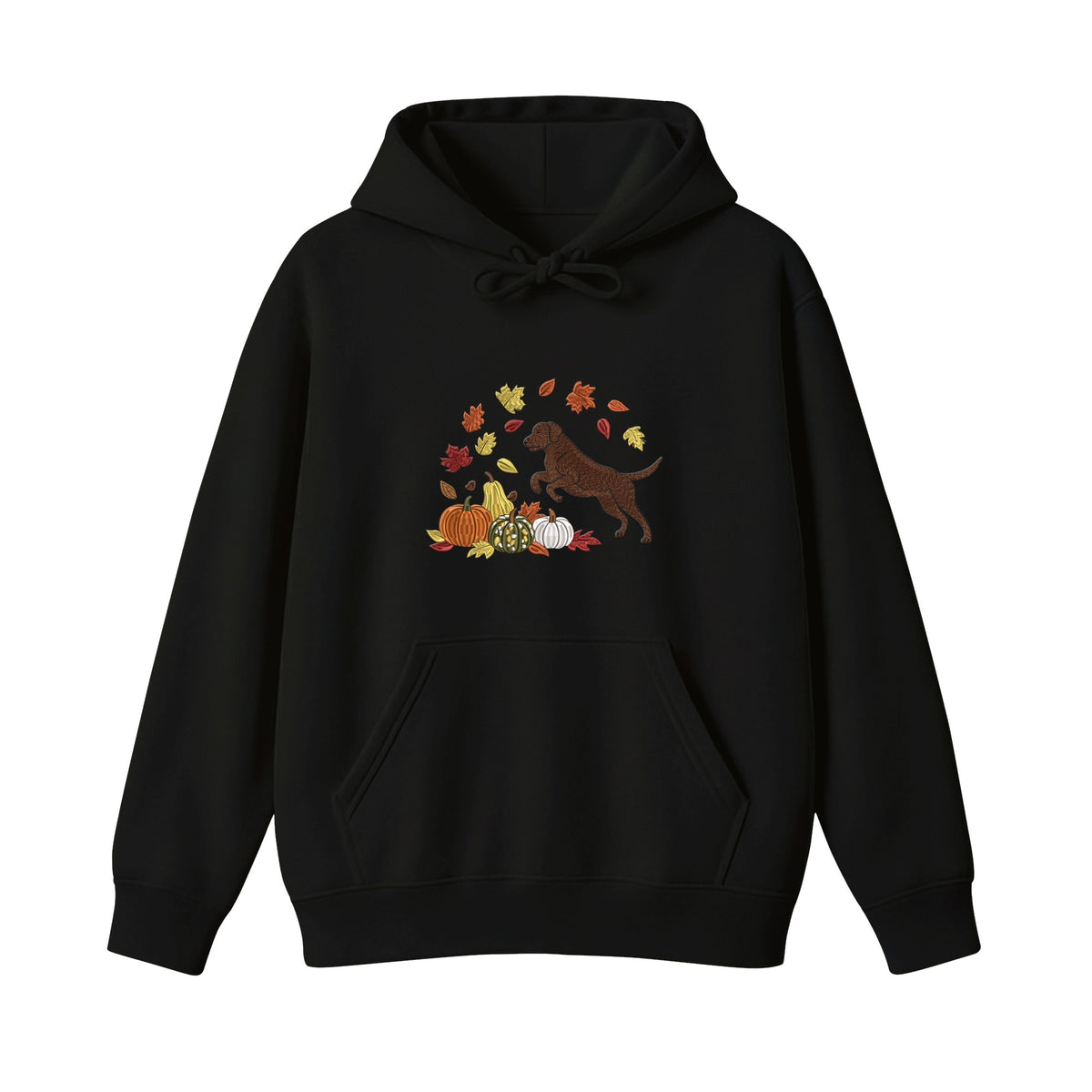 Custom Dog Name Golden Retriever Four Poses Minimal embroidered hoodie in Black — front view
