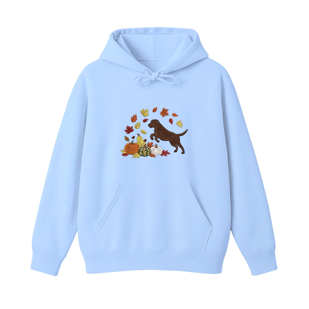 Custom Dog Name Golden Retriever Four Poses Minimal embroidered hoodie in Light Blue — chest embroidery