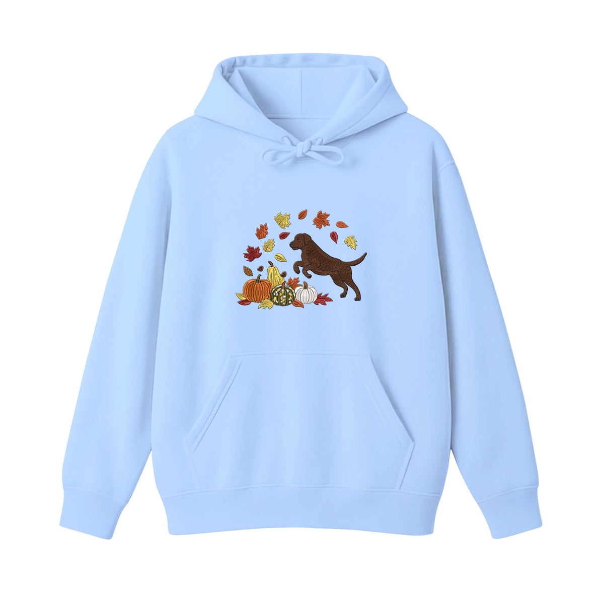 Custom Dog Name Golden Retriever Four Poses Minimal embroidered hoodie in Light Blue — chest embroidery