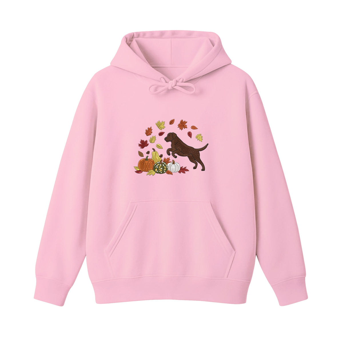 Custom Dog Name Golden Retriever Four Poses Minimal embroidered hoodie in Light Pink — chest embroidery