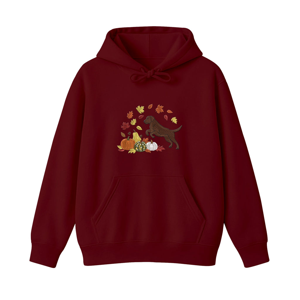 Custom Dog Name Golden Retriever Four Poses Minimal embroidered hoodie in Marron — chest embroidery