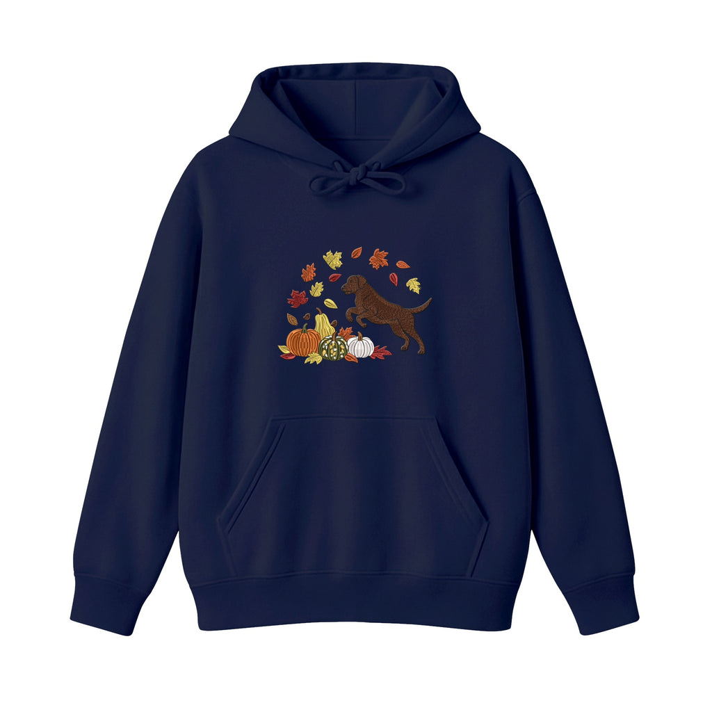 Custom Dog Name Golden Retriever Four Poses Minimal embroidered hoodie in Navy — chest embroidery