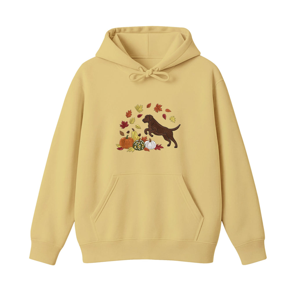 Custom Dog Name Golden Retriever Four Poses Minimal embroidered hoodie in Sand — chest embroidery
