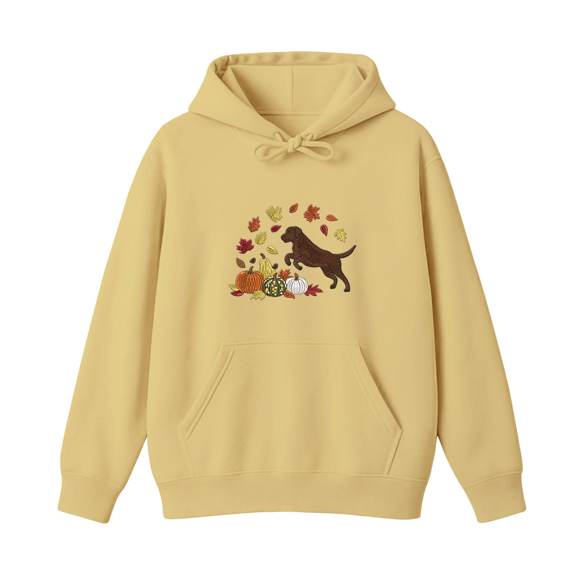 Custom Dog Name Golden Retriever Four Poses Minimal embroidered hoodie in Sand — chest embroidery