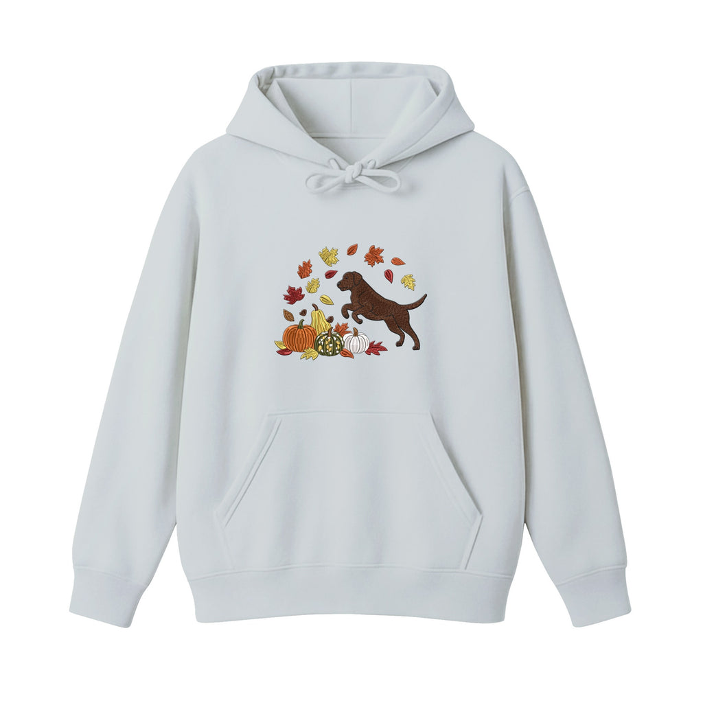 Custom Dog Name Golden Retriever Four Poses Minimal embroidered hoodie in Sports Grey — chest embroidery