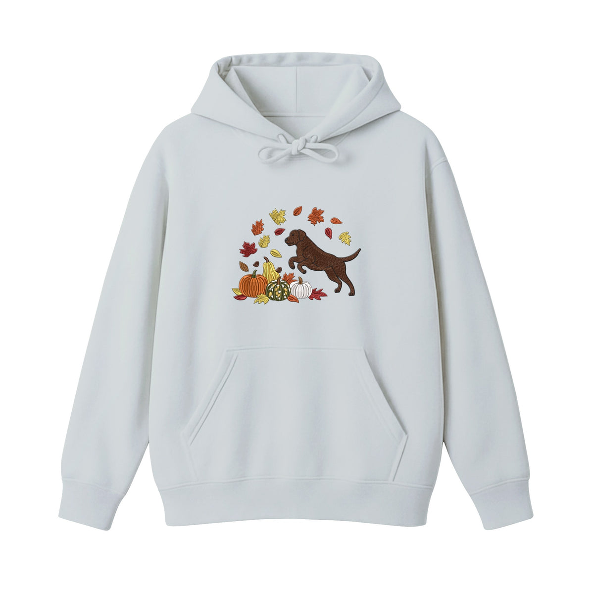 Custom Dog Name Golden Retriever Four Poses Minimal embroidered hoodie in Sports Grey — chest embroidery