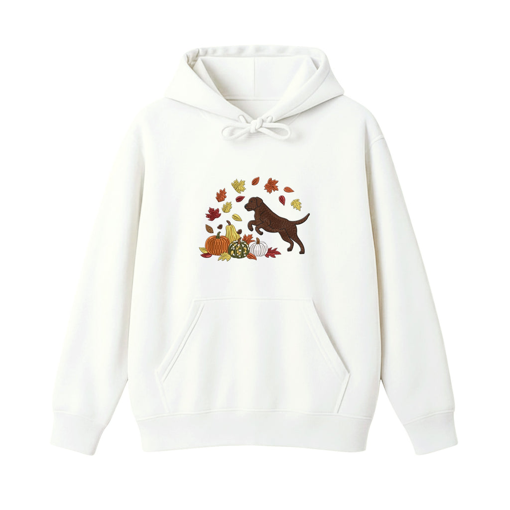Custom Dog Name Golden Retriever Four Poses Minimal embroidered hoodie in White — chest embroidery