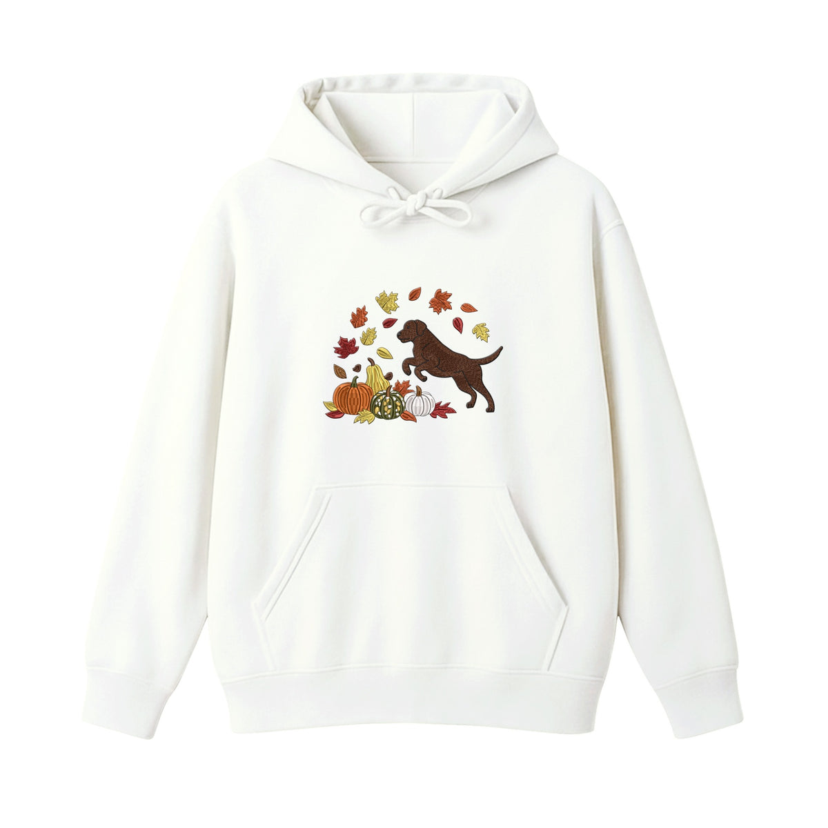 Custom Dog Name Golden Retriever Four Poses Minimal embroidered hoodie in White — chest embroidery