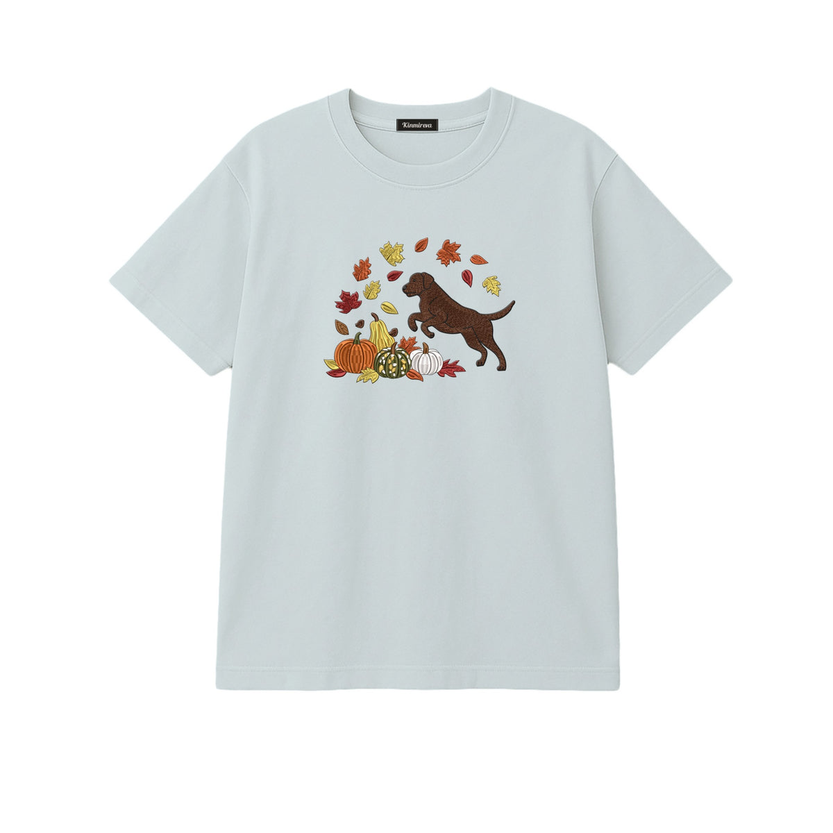 Custom Dog Name Golden Retriever Four Poses Minimal embroidered t-shirt in Sports Grey — chest embroidery