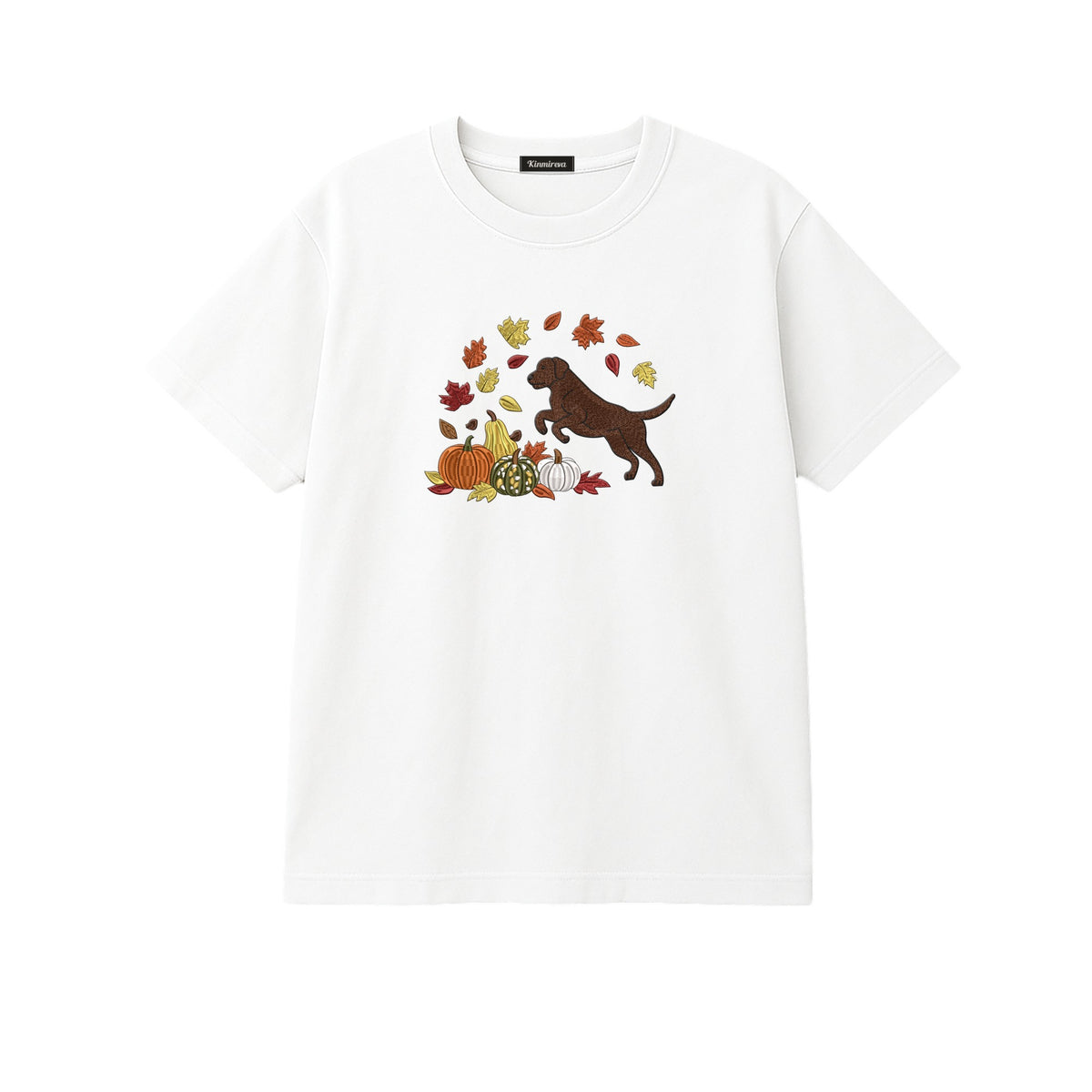 Custom Dog Name Golden Retriever Four Poses Minimal embroidered t-shirt in White — chest embroidery