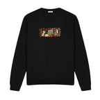 Autumn Cats Pumpkin Patch embroidered sweatshirt in Black — front view