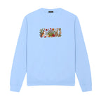 Autumn Cats Pumpkin Patch embroidered sweatshirt in Light Blue — chest embroidery