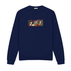 Autumn Cats Pumpkin Patch embroidered sweatshirt in Navy — chest embroidery