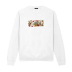 Autumn Cats Pumpkin Patch embroidered sweatshirt in White — chest embroidery