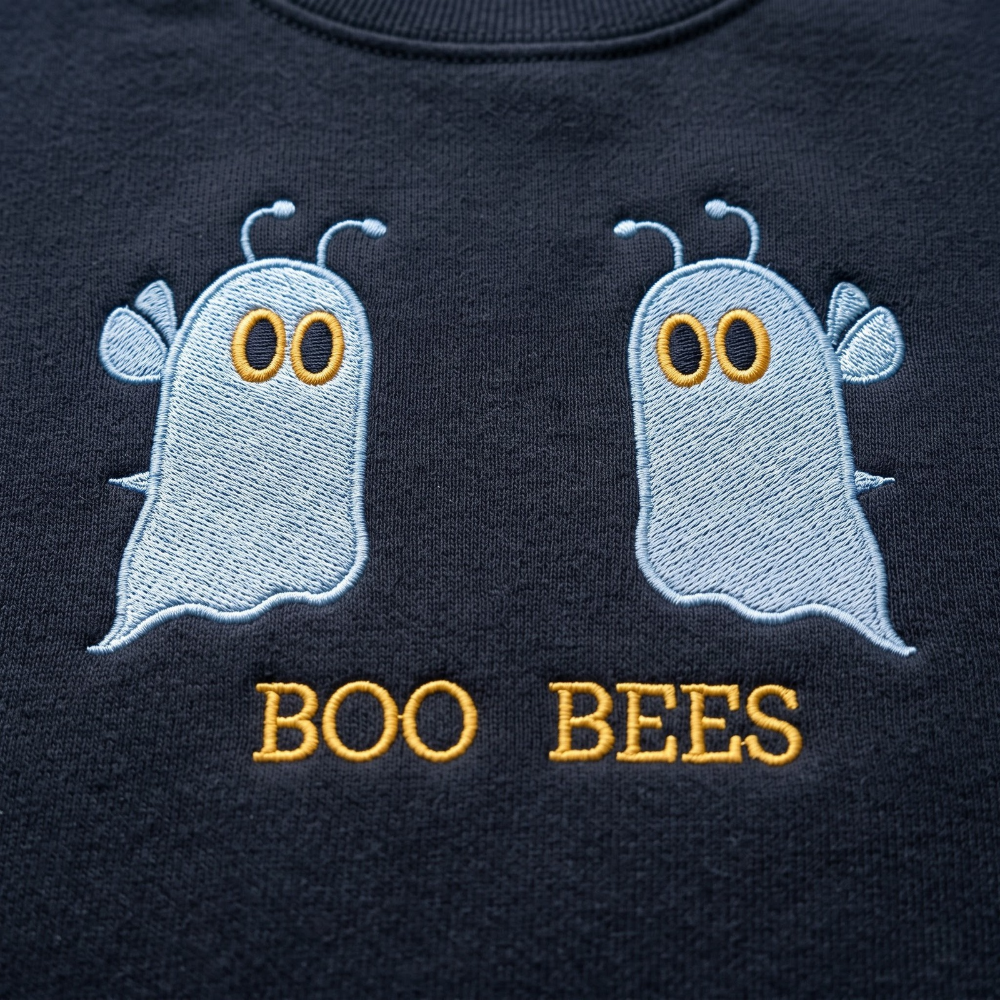 Personalized Boo Bees Ghost Bee Halloween embroidered sweatshirt — front view