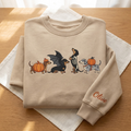 Personalized Halloween Dachshund Costumes Pumpkin Bat Wings Skeleton embroidered sweatshirt — front view