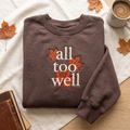 All Too Well Autumn Maple Leaves Serif Lettering embroidered sweatshirt — front view