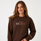 Personalized Fall Pumpkin Trio Minimalist Outline embroidered sweatshirt — front view