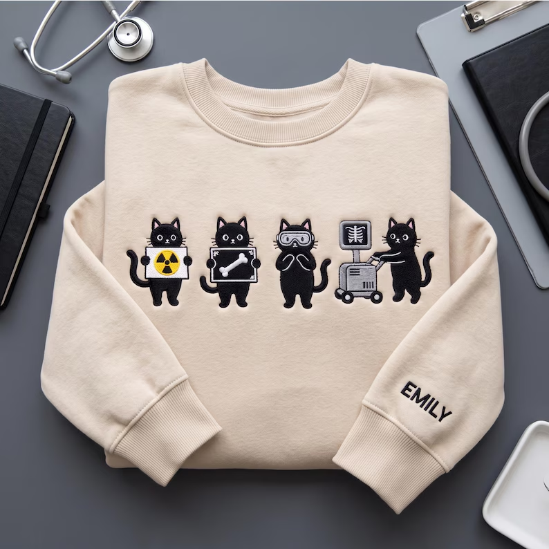 Personalized Radiology Black Cats X-Ray Tech embroidered sweatshirt — front view