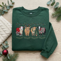 Christmas Cows Highland Cow Reindeer Antlers Ugly Sweater Lights Embroidered Sweatshirt