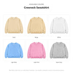 Available colors for this Crewneck Sweatshirt: Sand, Beige, White, Light Blue, Light Pink, Sport Grey