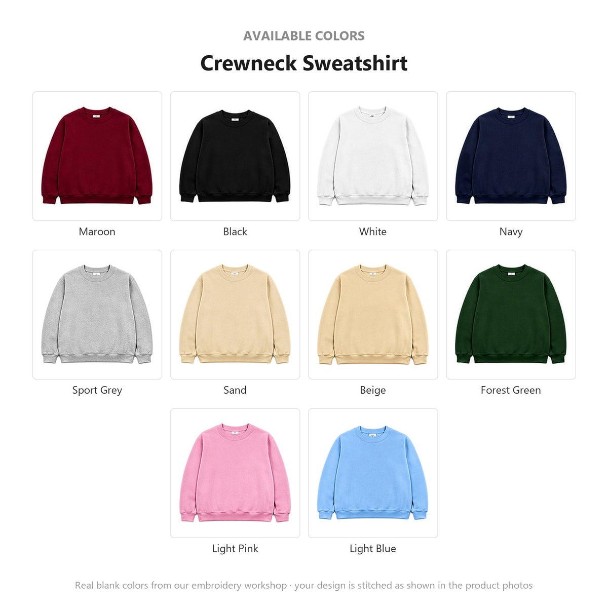 Available colors — real fabric shades of this item