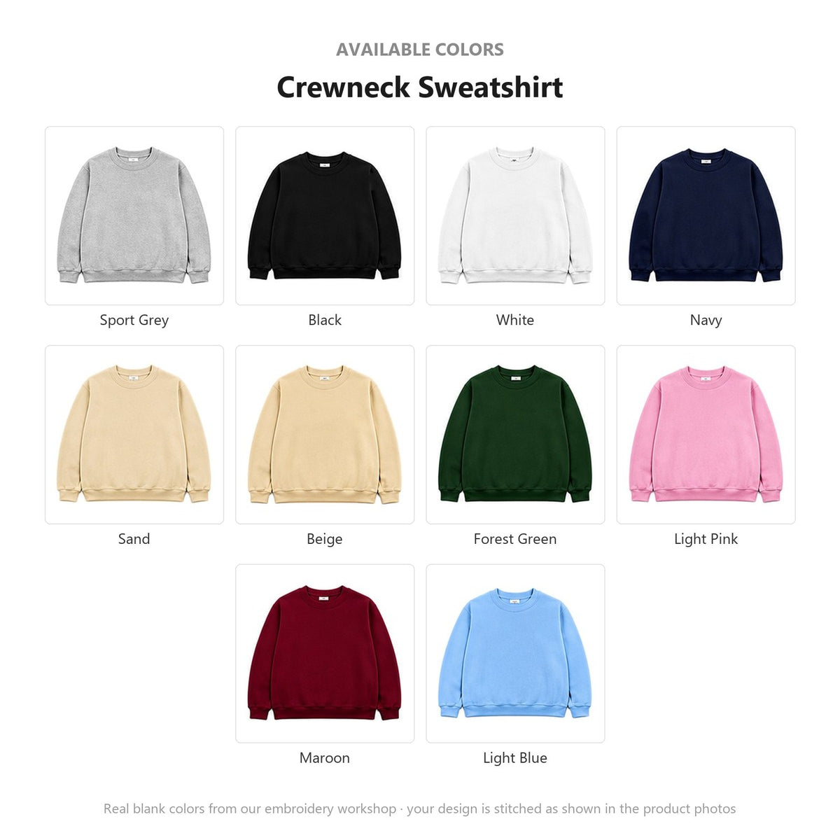 Available colors — real fabric shades of this item
