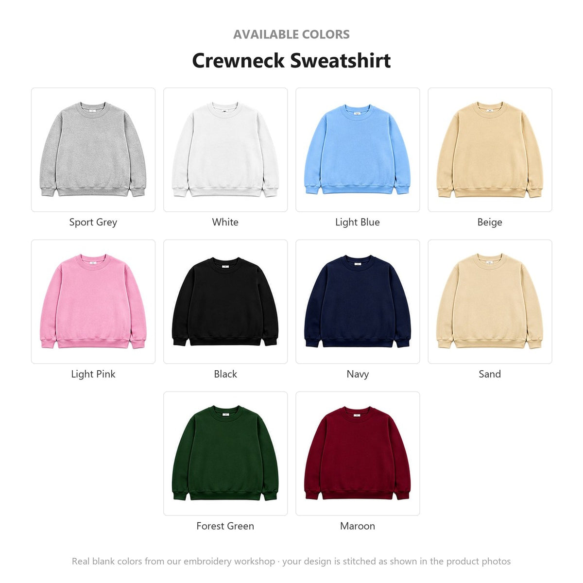 Available colors — real fabric shades of this item