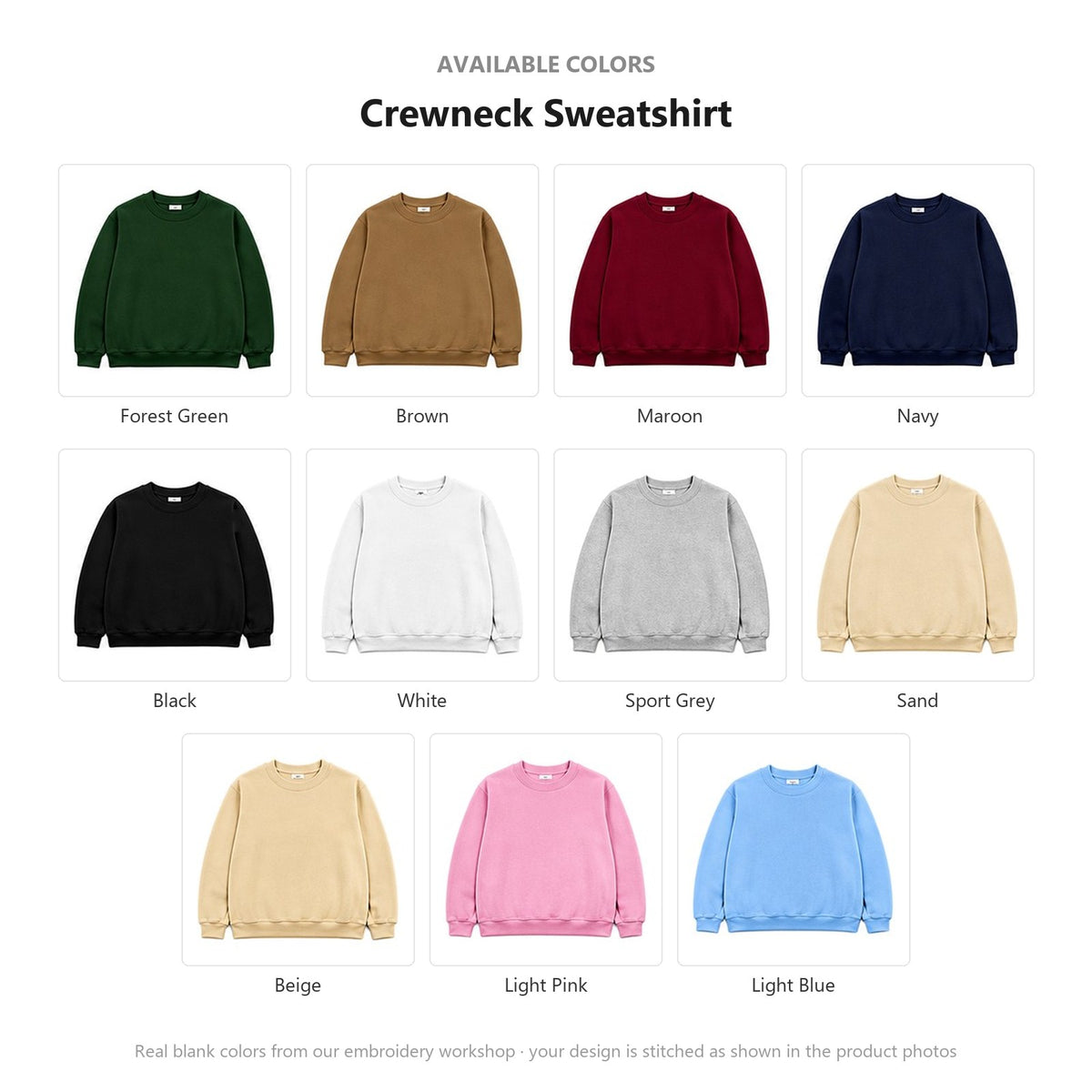 Available colors — real fabric shades of this item