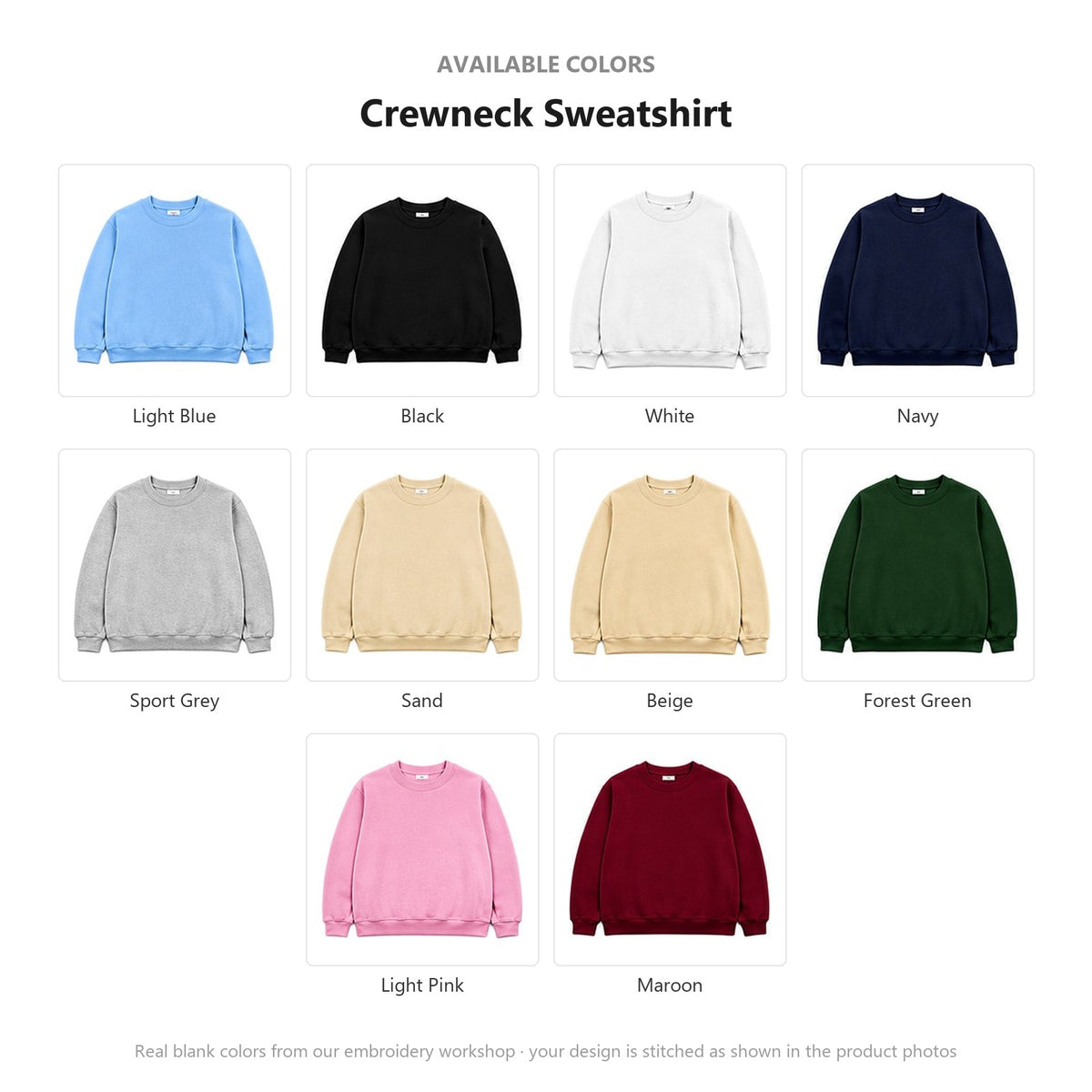 Available colors — real fabric shades of this item
