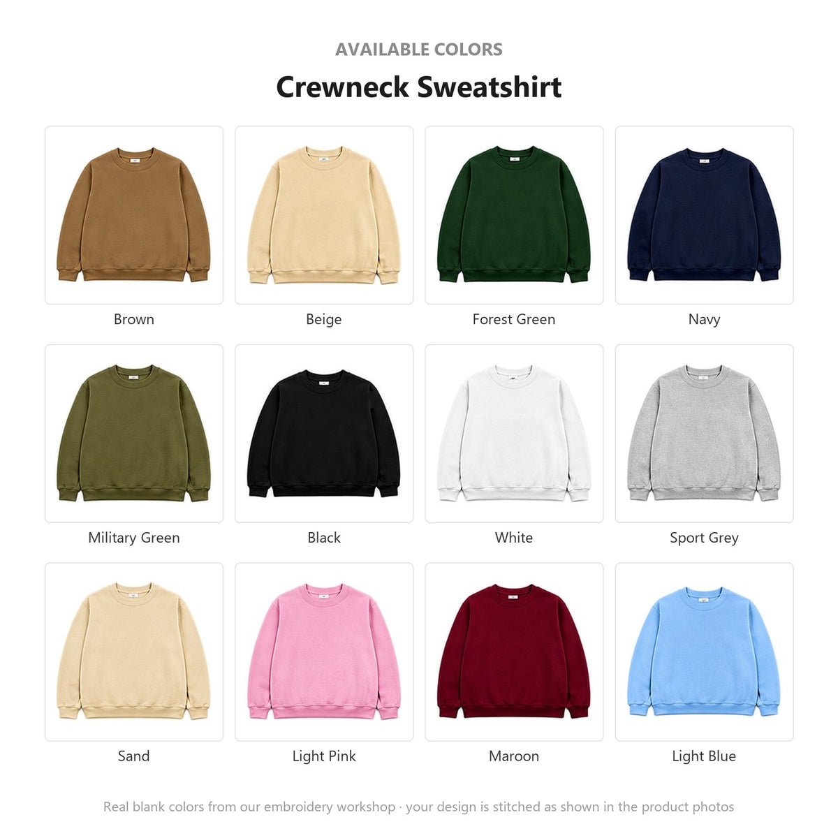 Available colors — real fabric shades of this item