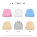 Available colors for this Crewneck Sweatshirt: Light Pink, White, Light Blue, Sand, Sport Grey, Beige