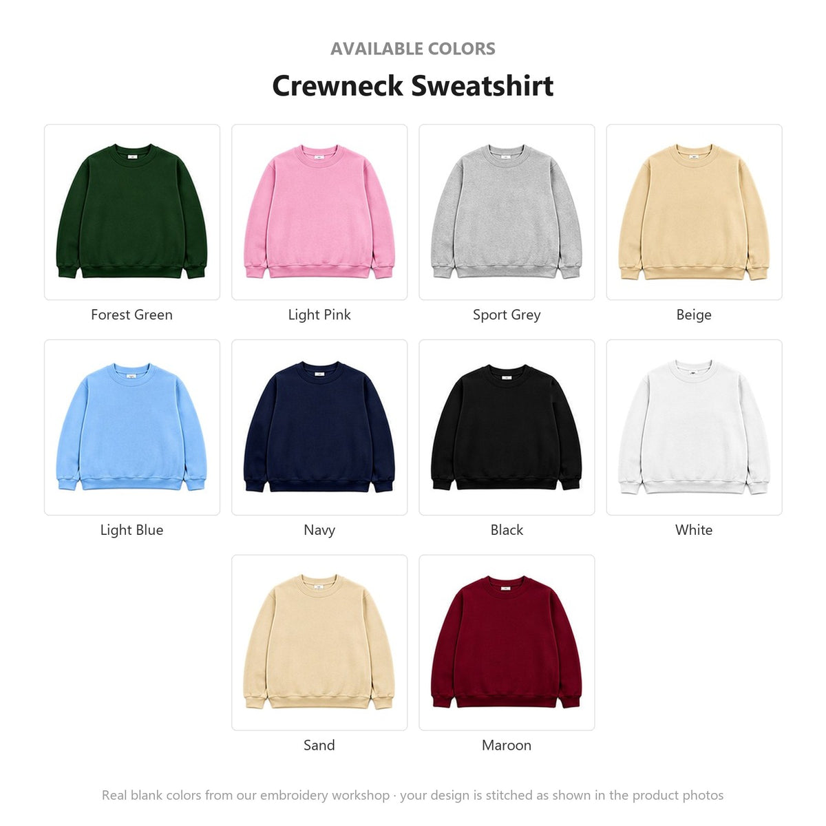 Available colors — real fabric shades of this item